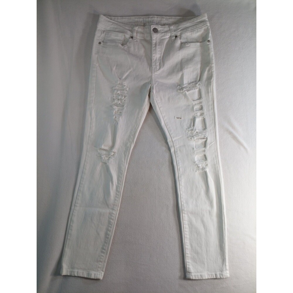 VIP Jeans Youth 13/14 White Distressed Skinny Stretch Denim Ripped Pants